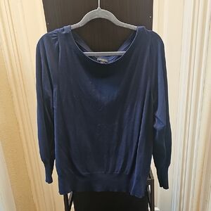 Ann Taylor Factory Navy Blue Crew Neck Sweater